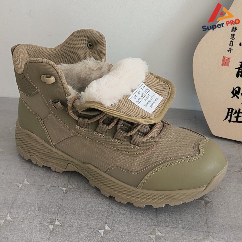 专业户外登山鞋加绒保暖冬季徒步鞋男防滑耐磨透气沙漠战术靴黑色