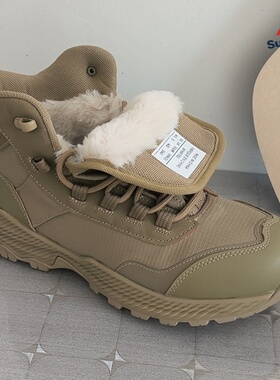 专业户外登山鞋加绒保暖冬季徒步鞋男防滑耐磨透气沙漠战术靴黑色