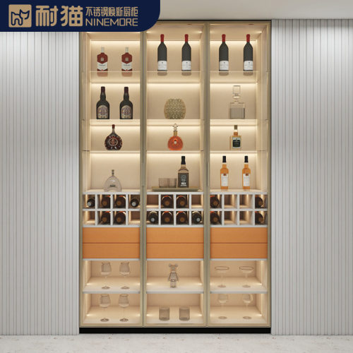 耐猫全不锈钢酒柜 高端整体厨房橱柜 轻奢组合柜 餐边柜储物柜