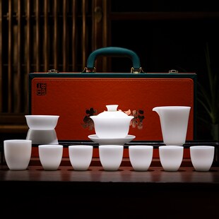 家用轻奢高档2025新款 真冰种茶具套装 陶瓷泡茶专用功夫茶杯盖碗