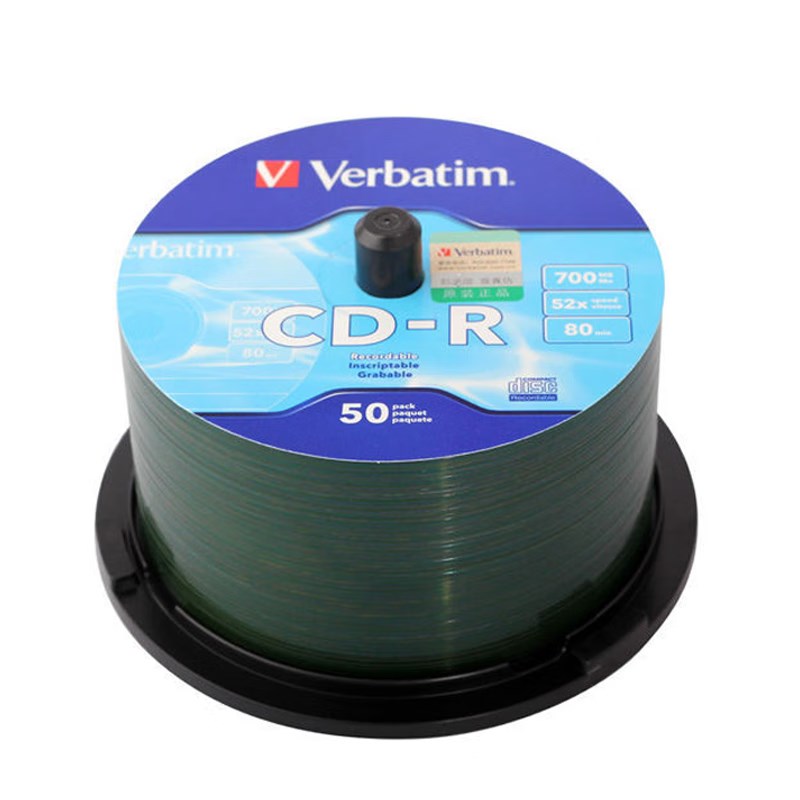 Verbatim威宝 -R刻录盘700MB光碟52X碟片mp3车载音乐空白光盘