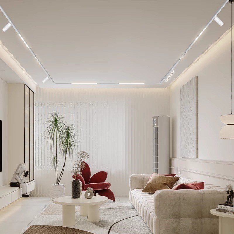 超薄明装磁吸轨道灯无灯led预埋嵌入式客餐厅矮款无边框线型灯