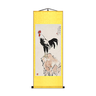 徐悲鸿雄鸡国画装饰画客厅走廊过道壁画中式玄关竖现代水墨挂画