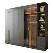 实木生态多层板卧室现代平门门灰色大衣橱