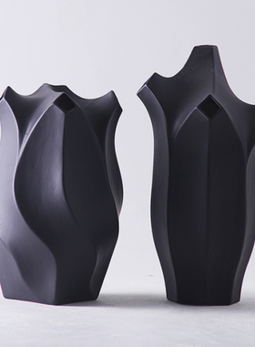 现代异形四口家居客厅陶瓷花瓶摆件酒店售楼部展厅创意插花器