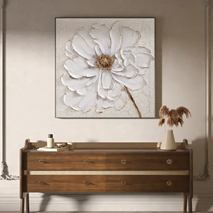飾畫客廳立體肌理走廊過道高檔餐廳藝術(shù)掛畫 牡丹花現(xiàn)代輕奢玄關(guān)裝