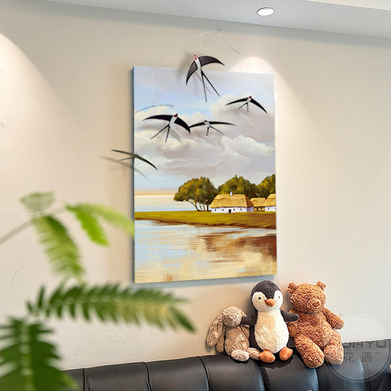 平衡燕子客厅沙发背景墙装饰画现代简约创意玄关组合挂画挂饰壁画,家居饰品,现代装饰画,淘宝优惠券,粉丝福利购,淘宝优惠卷