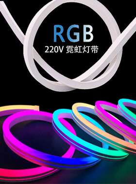 2835LED柔性RGB霓虹灯带220V七彩渐变软灯条户外防水客厅装饰