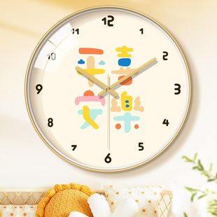 饰新中式 石英钟家用客厅平安喜乐挂钟挂墙装 简单大气卧室钟表挂表