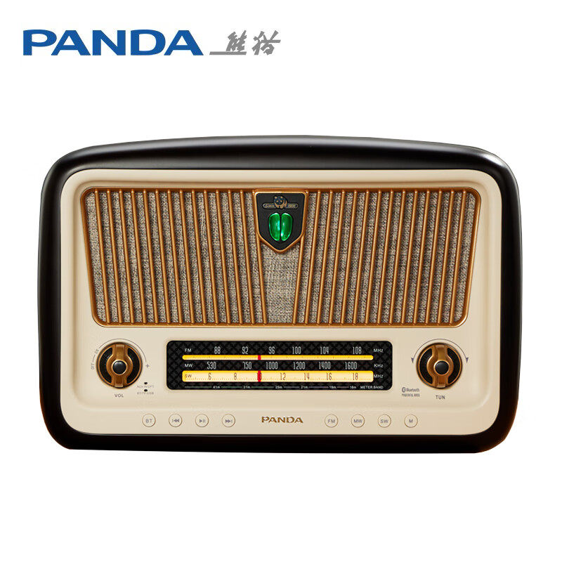 熊猫1936台式D-85复古蓝牙实木收音机桌面音箱全波段光纤插卡U盘