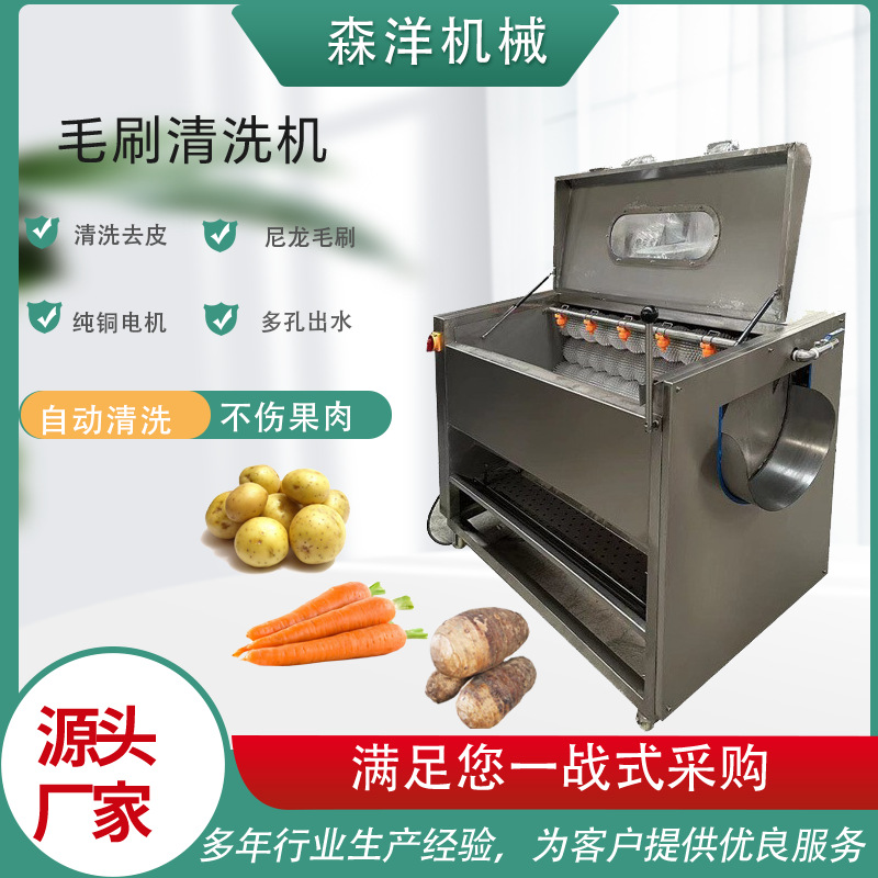厂家直供商用地瓜马铃薯清洗去皮设备不锈钢毛刷土豆 清洗去皮机