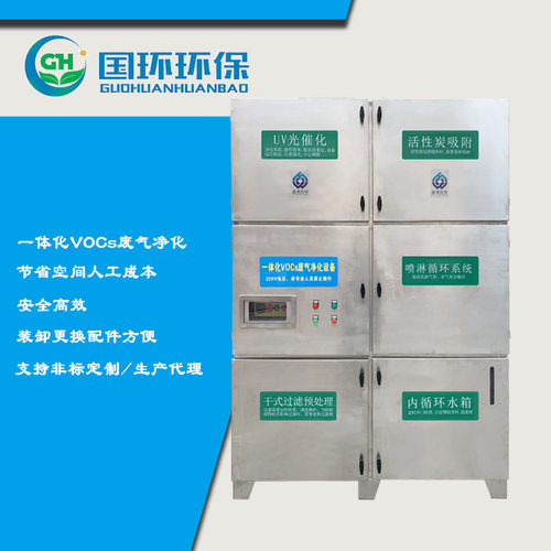 废气处理设备一体机 UV光氧催化活性炭吸附喷淋循环干式过滤