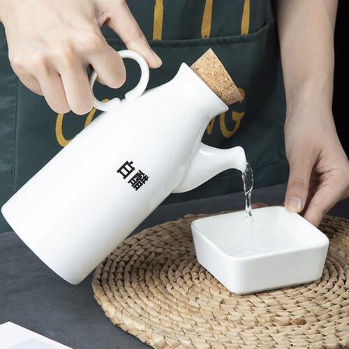 日式简约厨房用品纯白油壶油瓶陶瓷酱油瓶软木塞调味瓶醋壶大容量