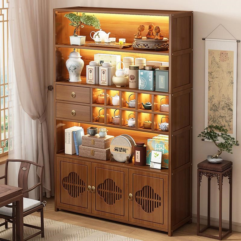博古架非实木中式茶叶展示柜茶架B子置物架茶室茶柜茶具摆件收纳