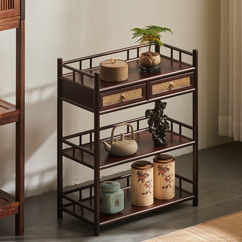 茶柜小型架博古架茶架落地柜子z中式茶边柜茶叶边柜茶桌侧边茶水