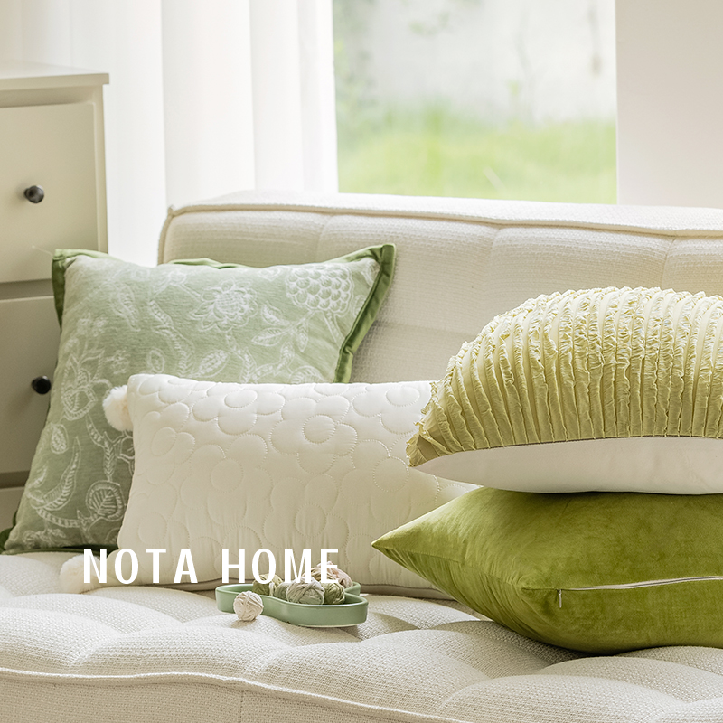 小清新抱枕夏季车载靠枕绿色靠垫客厅沙发抱枕套方形X柔软抱枕含