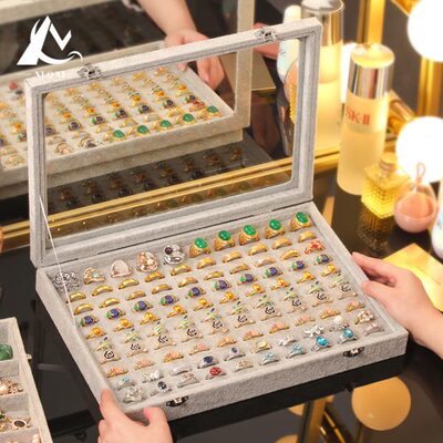 大容量戒指盒绒布首饰收纳盒钻戒对戒饰品盒柜台珠宝店展示盒摆摊