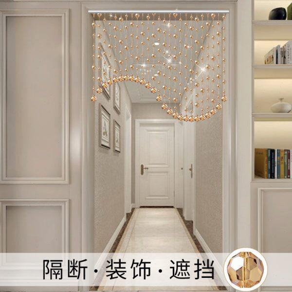 门帘水晶珠帘卧室客厅玄关挂帘网红珠子隔断装饰吊帘子家用免打孔