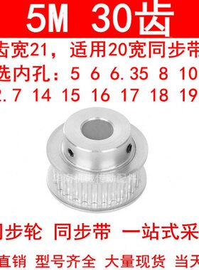 同步轮5M30齿宽21mm台阶BF内孔5/6/8/10/12/14/15/171920同步带轮