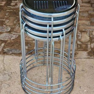 10只铁面小圆凳仿不锈钢凳子家用创意塑料矮客厅凳钢筋凳子圆凳子