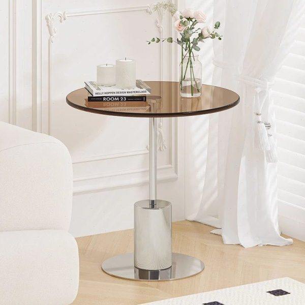 迷你沙发边几茶几客厅家用创意岩板角几床头不锈钢玻璃小圆桌子,家居饰品,落地摆件,淘宝优惠券,粉丝福利购,淘宝优惠卷