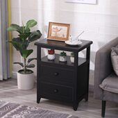 小型卧室床头柜迷你桐木黑色超窄现代简约小巧创意床边储物柜整装