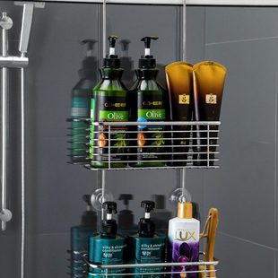 浴室门后置物架挂钩式304不锈钢免打孔洗澡间玻璃门淋浴房收纳架