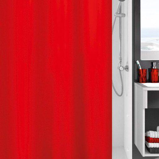 防霉防水速干涤纶布浴帘单色素色纯色中国红浴室隔断帘门帘带铅坠