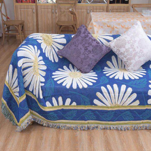 美式田园沙发套罩 欧式全盖布艺纯棉线毯子 单双人沙发巾防滑四季