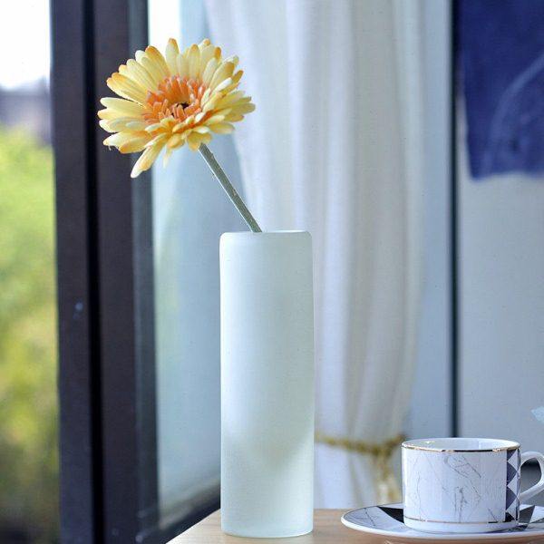 白色磨砂玻璃花瓶灰色细长直筒家居摆件样板房简约现代软装饰花樽,家居饰品,花瓶,淘宝优惠券,粉丝福利购,淘宝优惠卷