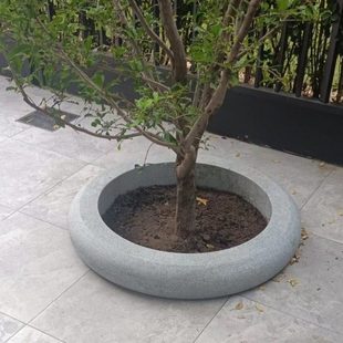 石雕树坑石树围石庭院家用大理石花坛花岗岩树池围栏花池路牙定制