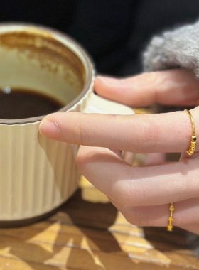 主打一个敲键盘氛围感！时髦经典高级范小方糖碎金戒指不掉色自制