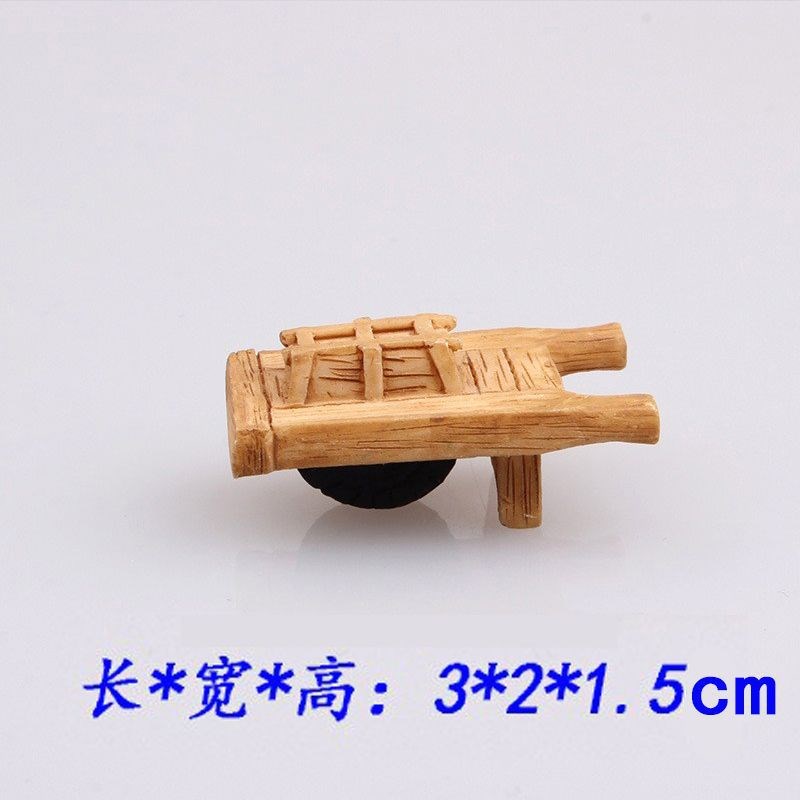 古代中式复古农活农具锄头簸箕箩筐蓑衣石磨微T景观迷你小摆件