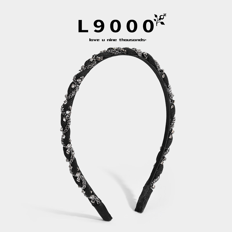 L9000/森系仙女头窟发箍女款网红压发细头箍黑色法式麻花水钻发卡