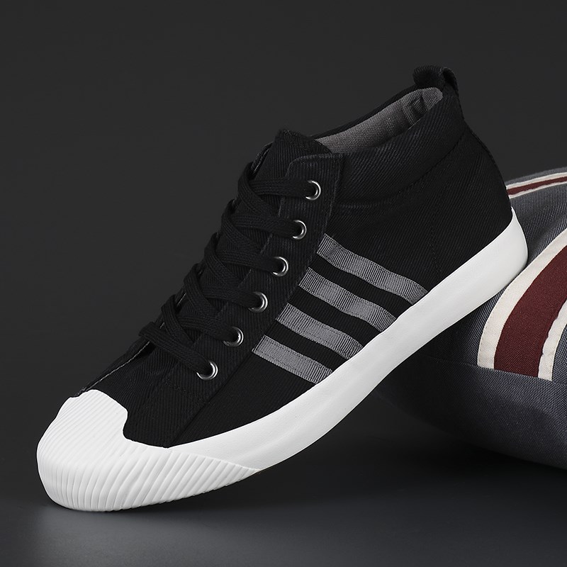 中帮帆布鞋男高帮布鞋男士休闲鞋子板鞋男鞋春季新款韩版潮