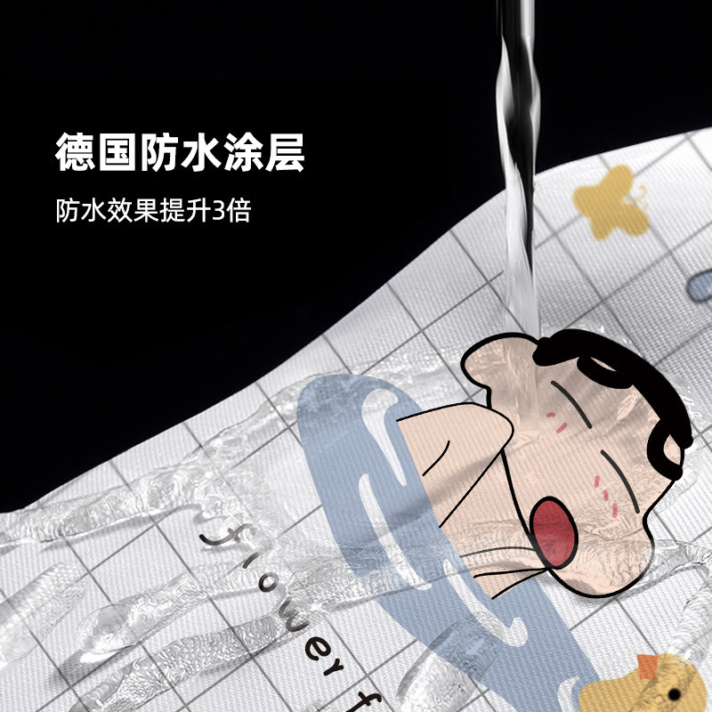 田园插画风浴帘套装免打孔浴室帘隔断挂门帘卫生间防水布加厚