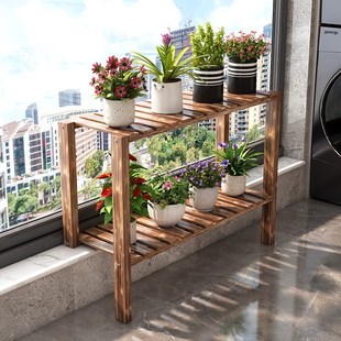 防腐木阳台花架窗台延伸板置物架实木碳化木加宽定制扩展架花盆架
