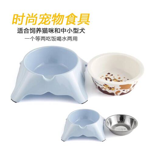 宠物欧式四边密胺陶瓷不锈钢碗单碗猫碗猫饭碗狗食盆狗碗宠物碗