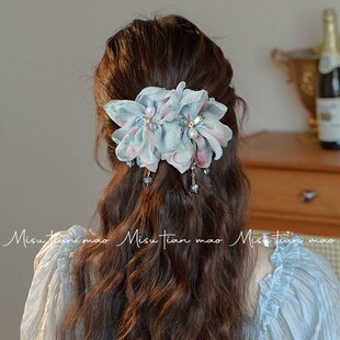 发夹女后脑勺发卡半扎发一字夹2025新款弹簧夹高级感W成人流苏发