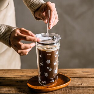 水杯子家用美式 双层隔热玻璃吸管杯大容量夏季 咖啡珍珠奶茶果汁杯