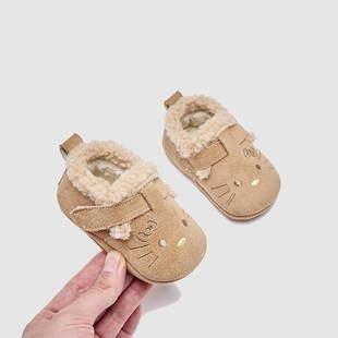 冬季一岁女宝宝棉鞋加绒6-12个月婴儿学步鞋软底一阶段婴幼儿鞋子
