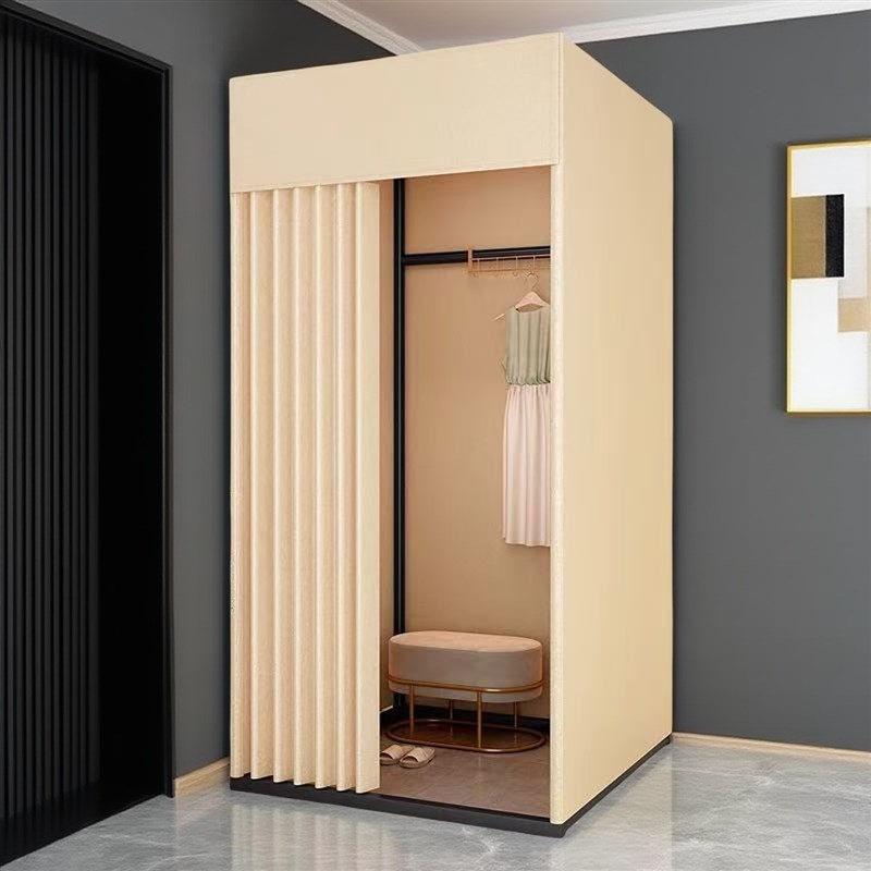 商场临时移动试衣间服装店落地便携式可折叠简易更衣室展示架门帘