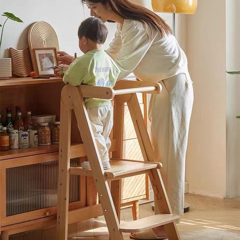 宝宝蒙氏学习塔洗漱台脚踩凳儿童洗漱凳子扶手凳洗手阶梯凳可折叠