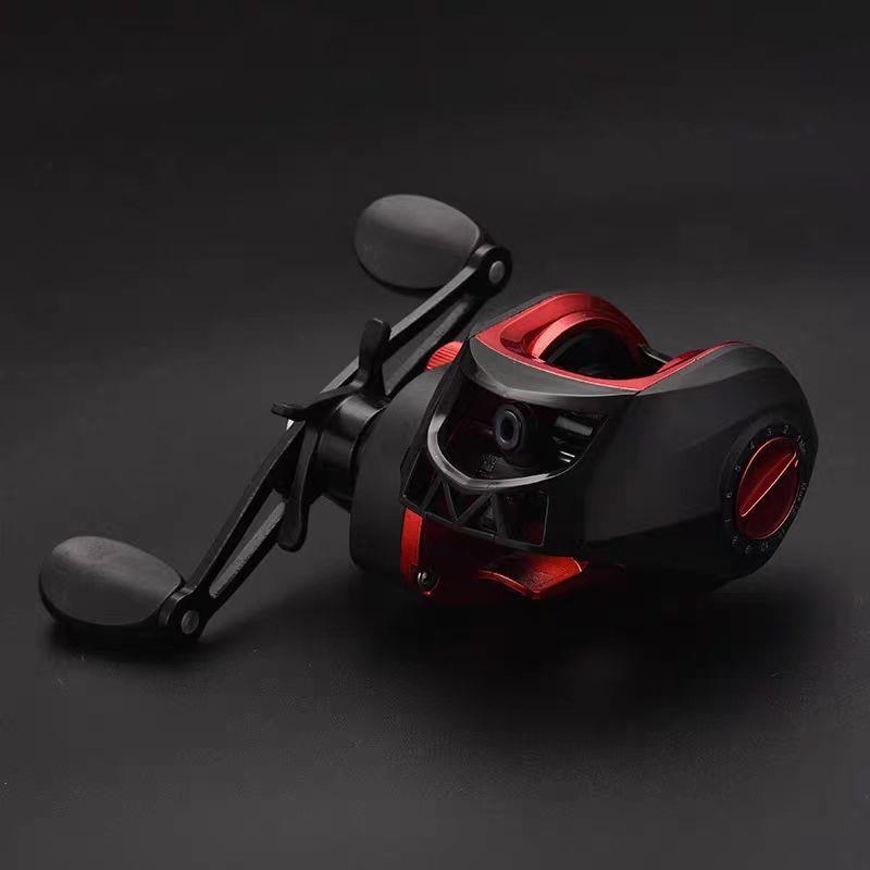 路亚轮防炸线金属黑红水滴轮路亚竿套装远投桥筏钓轮马口鱼轮