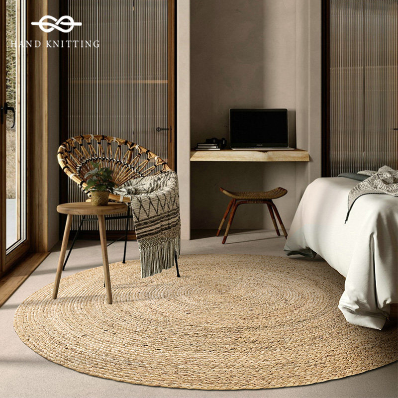 圆形水芦苇水草地毯客厅茶几沙发垫简约草编藤编地垫卧室床边毯垫,居家布艺,地毯,淘宝优惠券,粉丝福利购,淘宝优惠卷