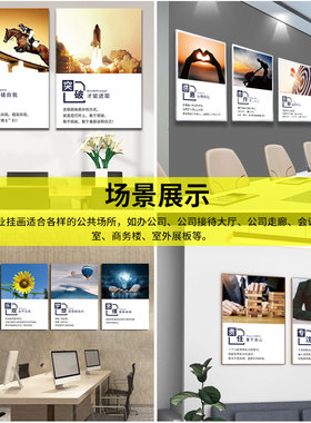 办公室企业文化背景墙公司装饰画车间走廊壁画立体励志标语墙贴纸