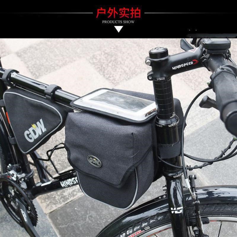 山地车上管包自行车前梁包 骑行帆布防雨水车包大容量装备