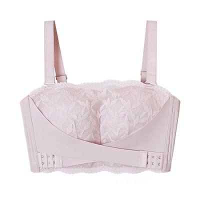 显胸小的大码无肩带内衣女防滑聚拢大胸显小可拆卸肩带隐形文胸罩