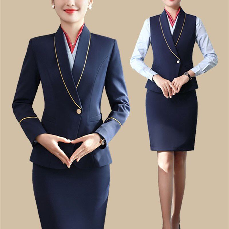 空姐职业套装女高铁乘务员制服酒店前台接待工装售楼美容师工作服