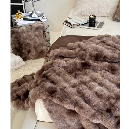 托斯卡纳泡泡仿皮草毯保暖毛x毯小毯子办公室午睡毯沙发毯空调盖